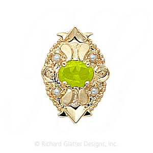 GS312 PD/PL - 14 Karat Gold Slide with Peridot center and Pearl accents 